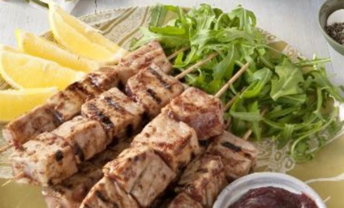 Tuna Kebabs with Cranberry and Lime Glaze