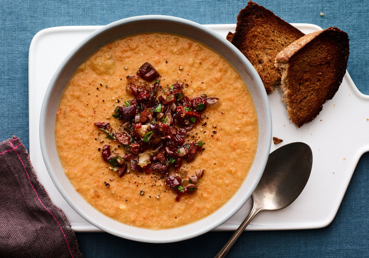 Red Lentil Soup with Sun Dried Tomato Relish