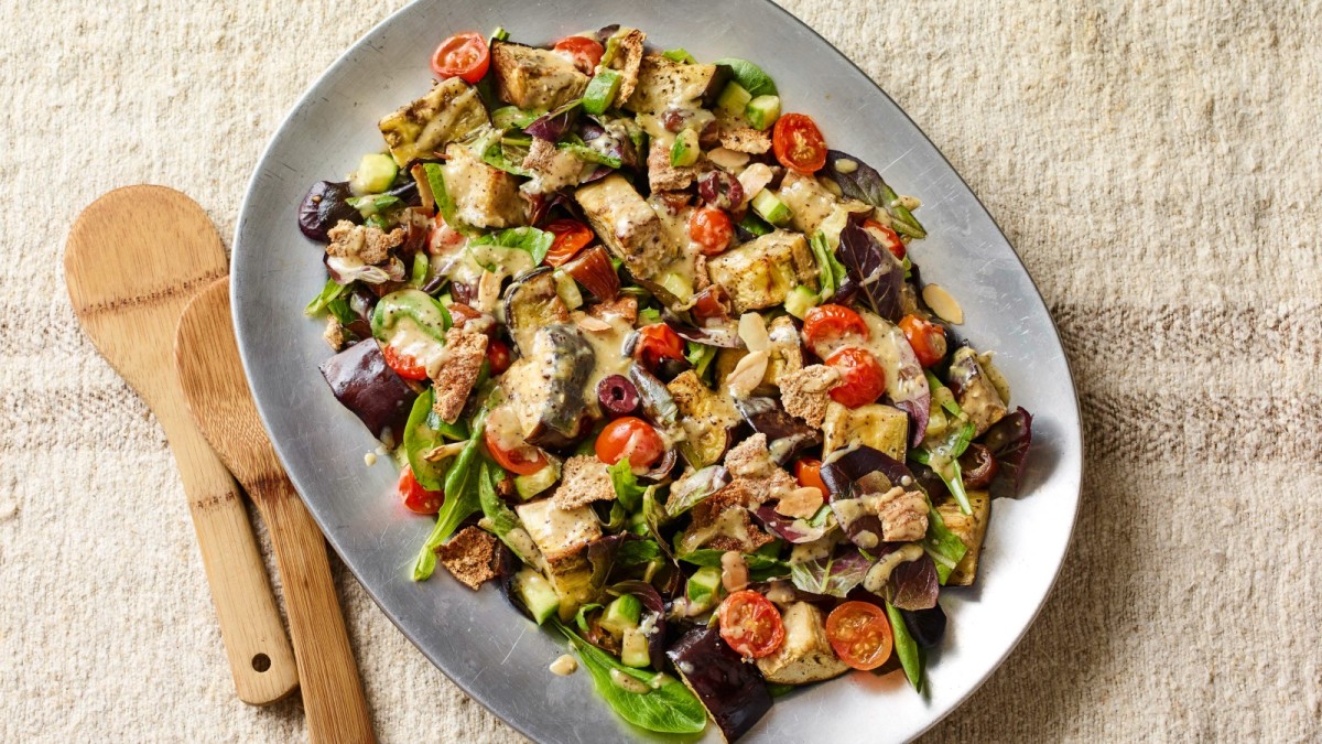 Sheet Pan Eggplant Fattoush Salad