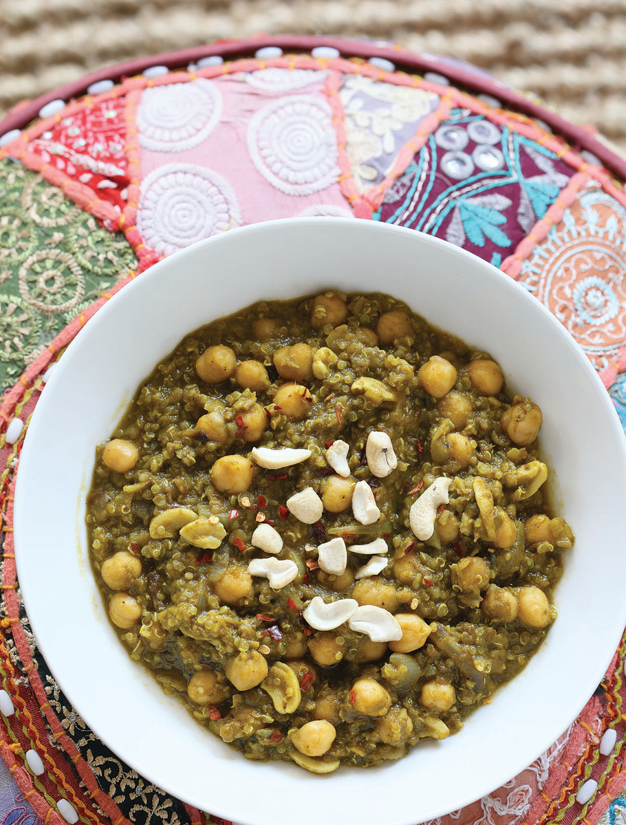 Chickpea Spinach Stew with Lentils and Quinoa