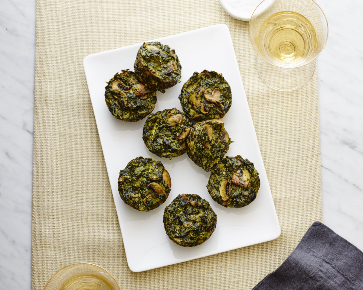 Spinach kugel cupcakes
