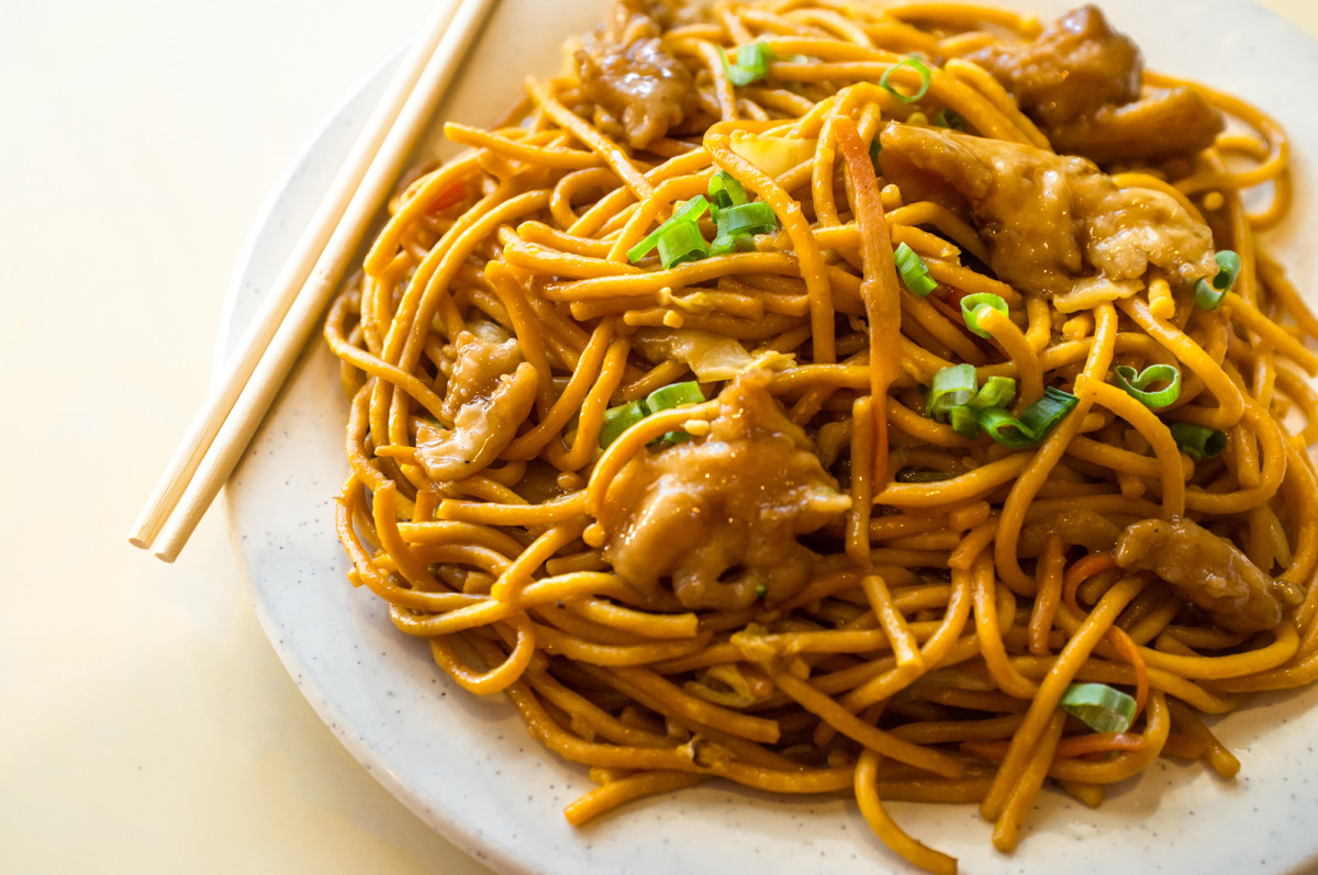 asian sweet and sour noodles with chicken