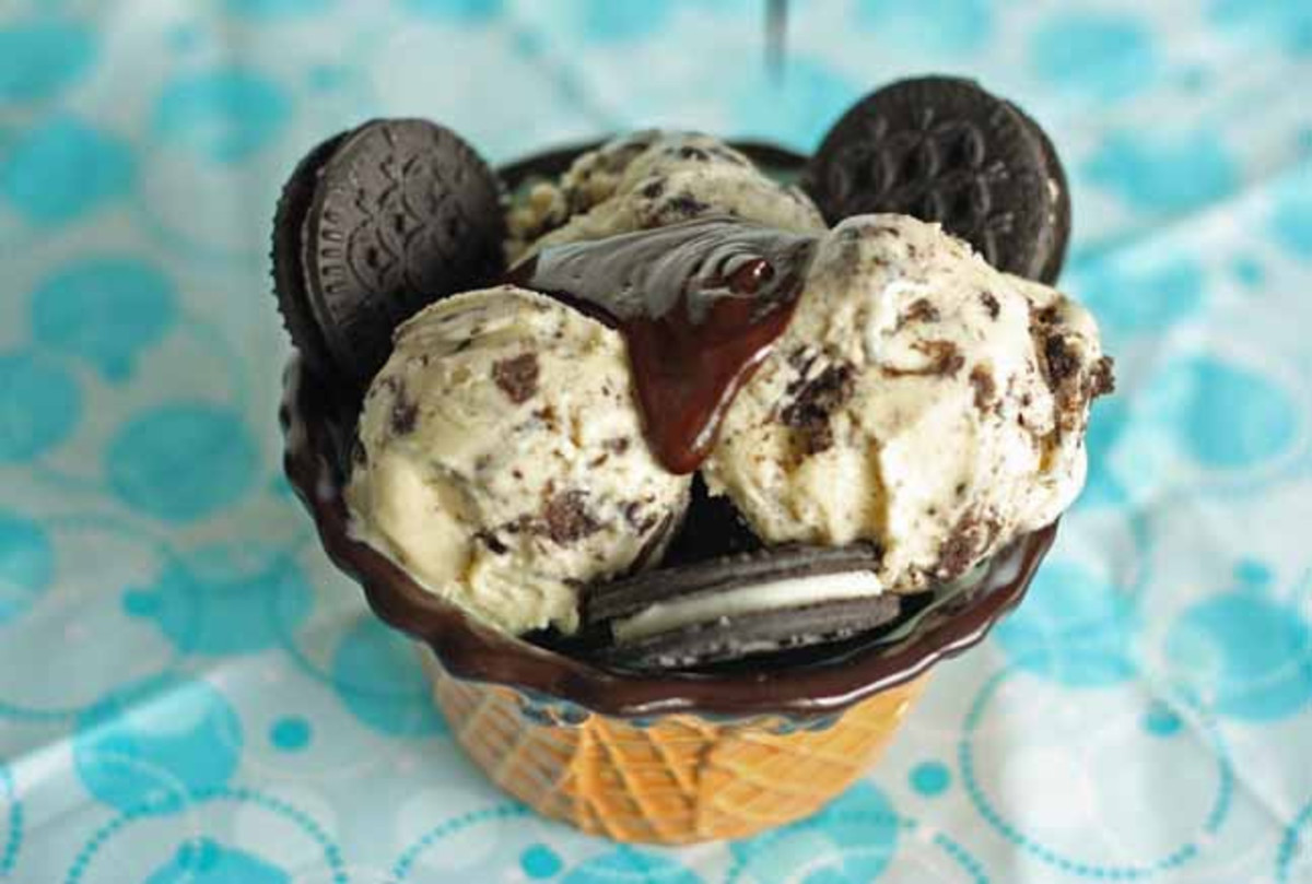 Mint Cookie Ice Cream with Chocolate Ganache & Chopped Cookies