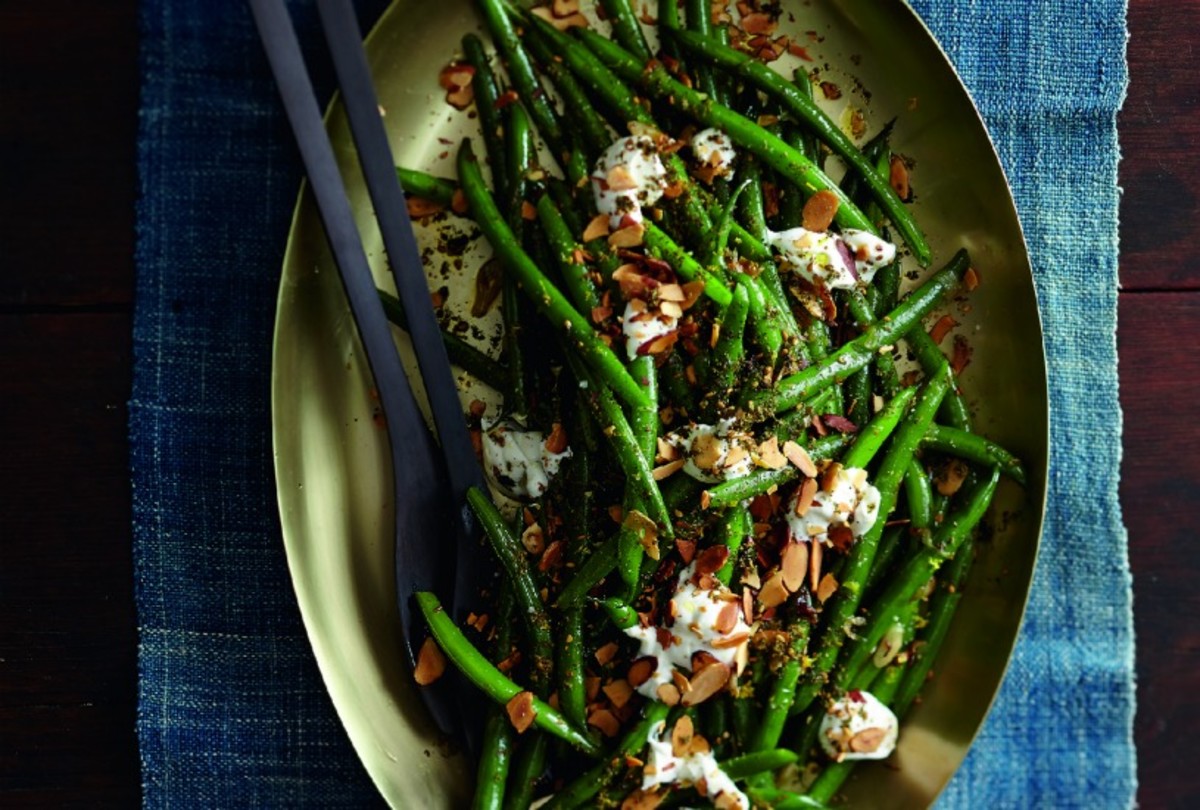 Sauteed Green Beans With Labneh And Sliced Almonds