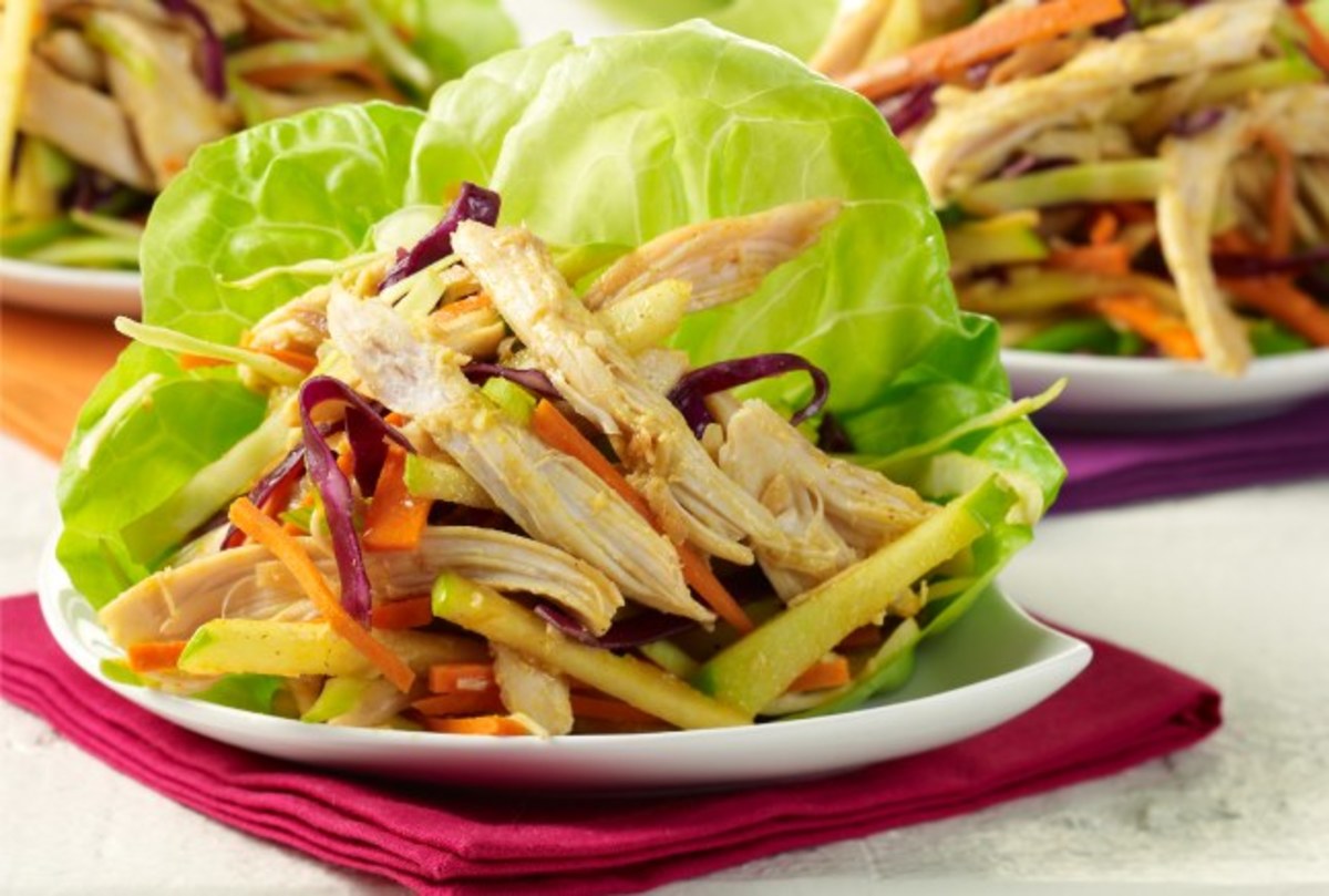 Ginger Curry Lettuce Wraps with Rainbow Coleslaw