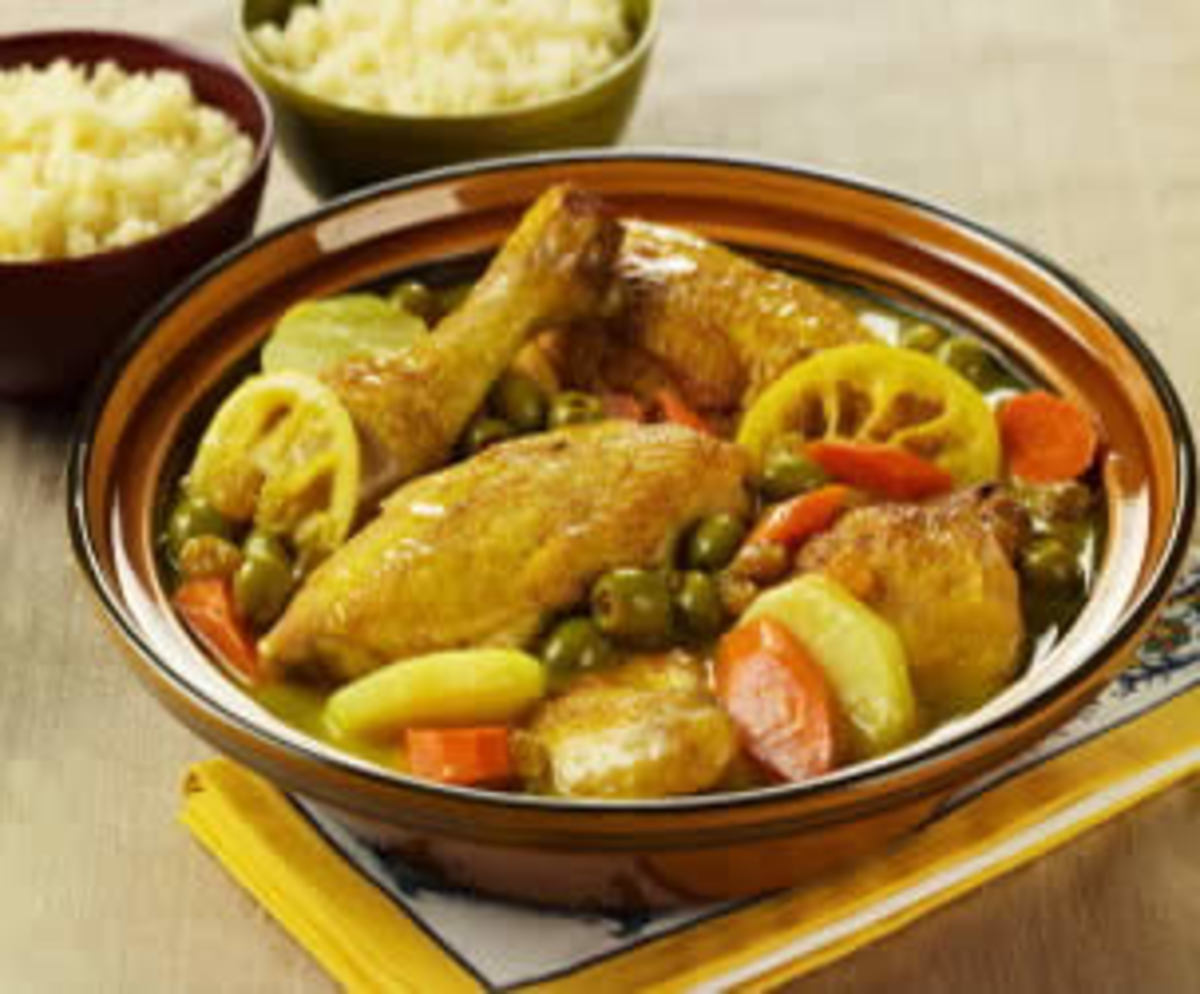 Chicken with Golden Raisins, Green Olives and Lemon