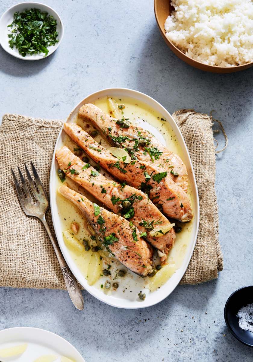Brown Butter Basted Salmon with Fresh Herbs and Capers