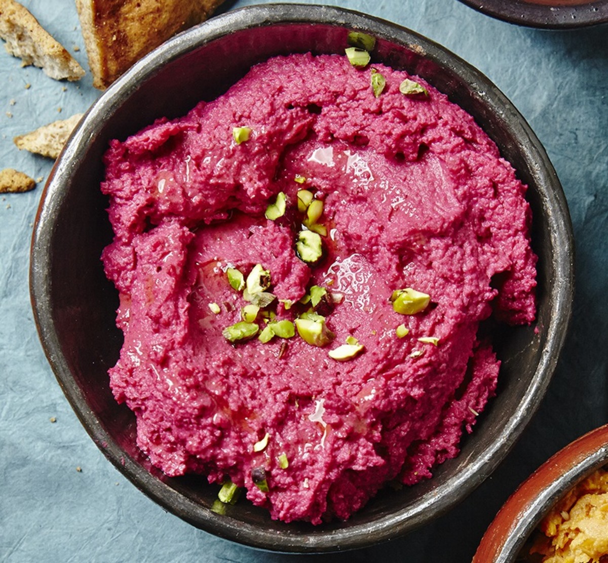 Roasted Beet Hummus with Pistachios
