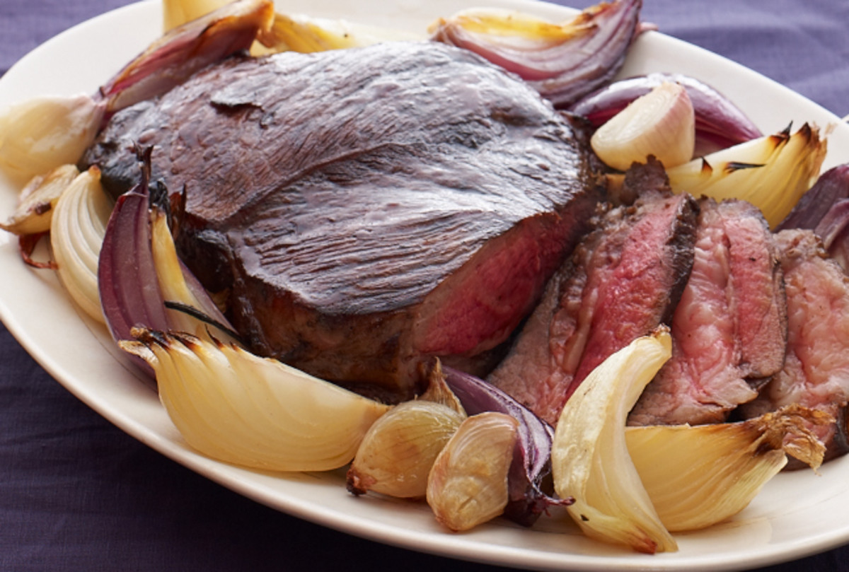 Balsamic London Broil with Roasted Onions