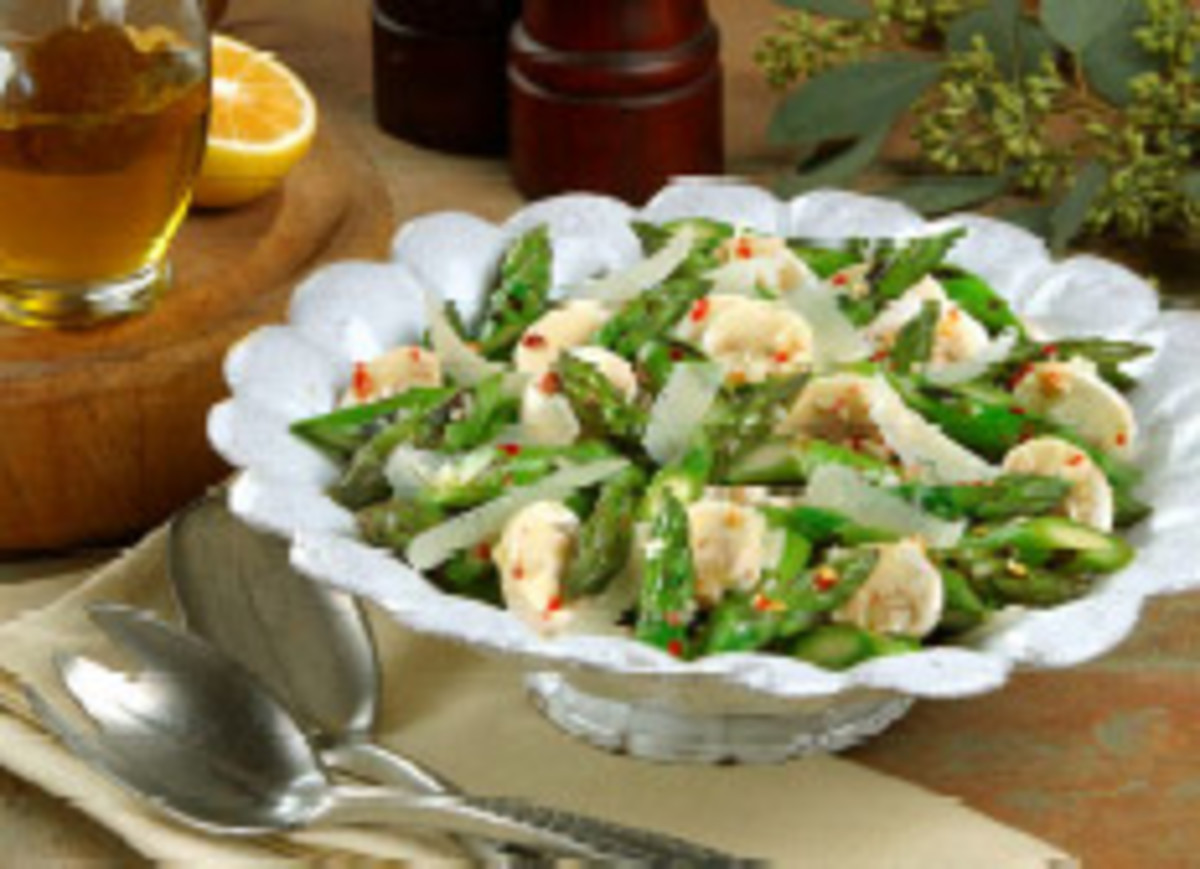 Grilled California Asparagus and Mushroom Salad with Shaved Parmesan