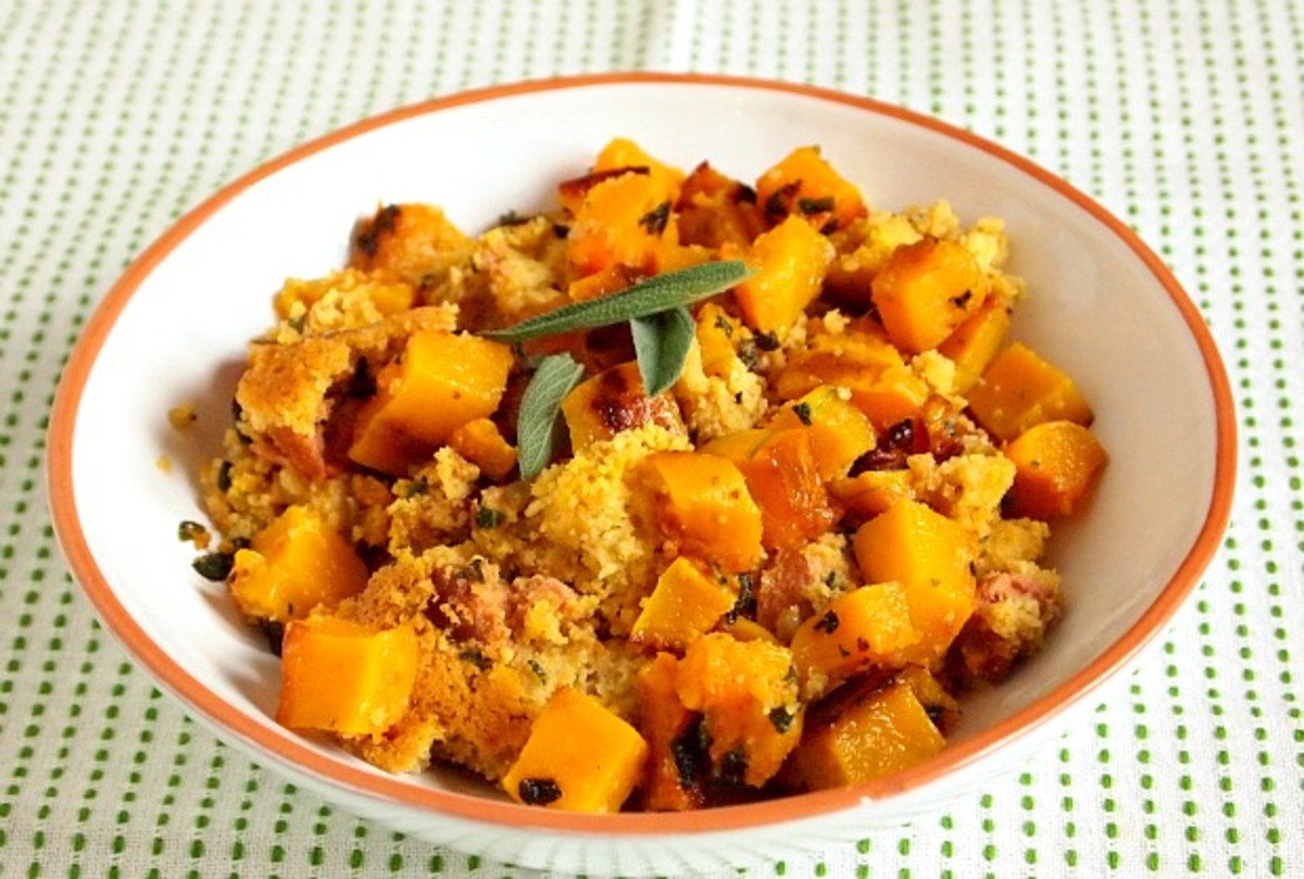 Cornbread Stuffing with Sausage and Squash
