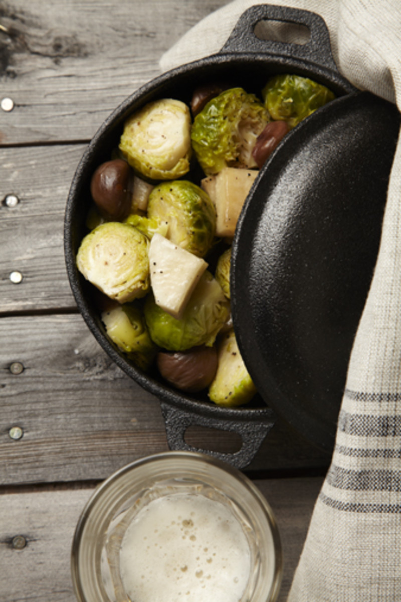 Caramelized Turnips and Brussels Sprouts