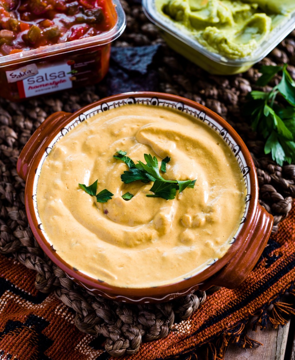 Vegan Queso (Cheese) with Salsa sabra