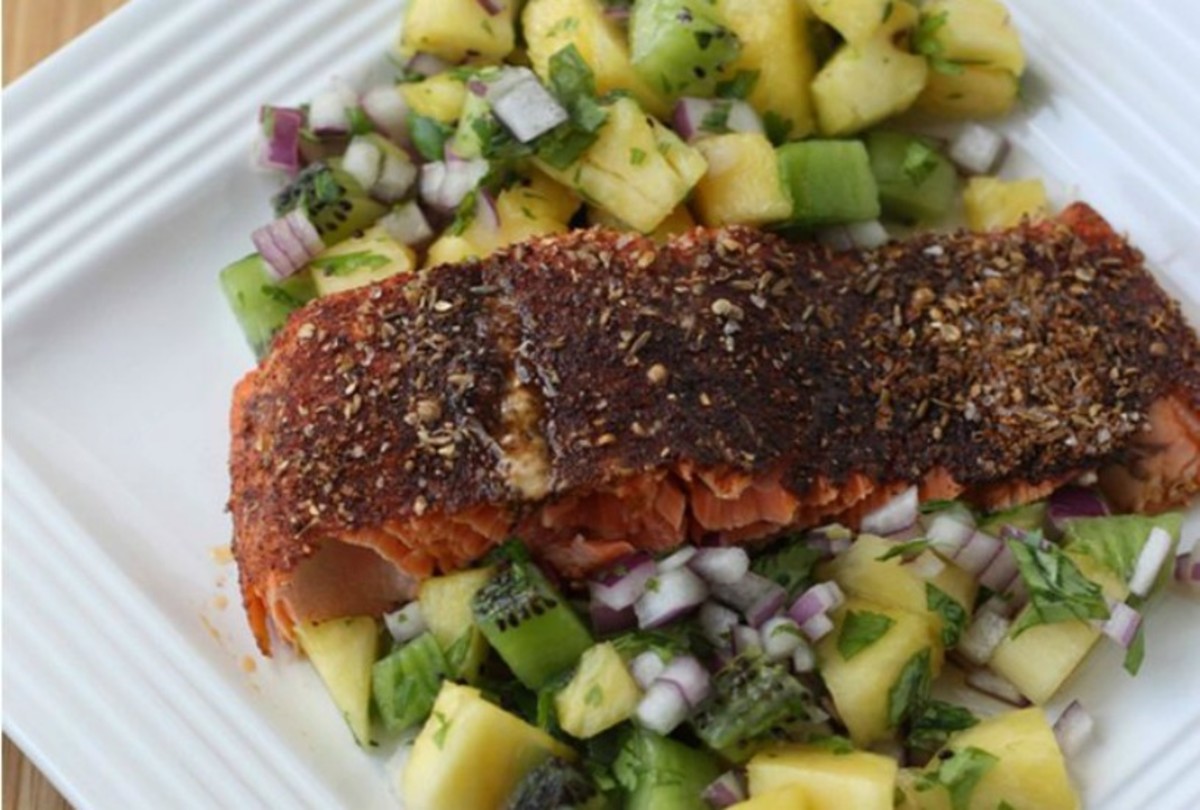 Spiced Rubbed Salmon With Pineapple Salsa