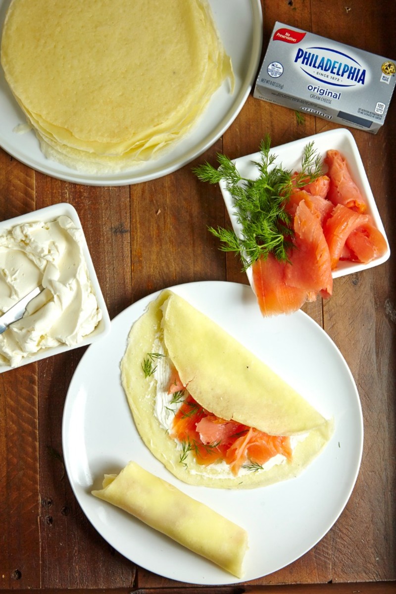 salmon passover crepes