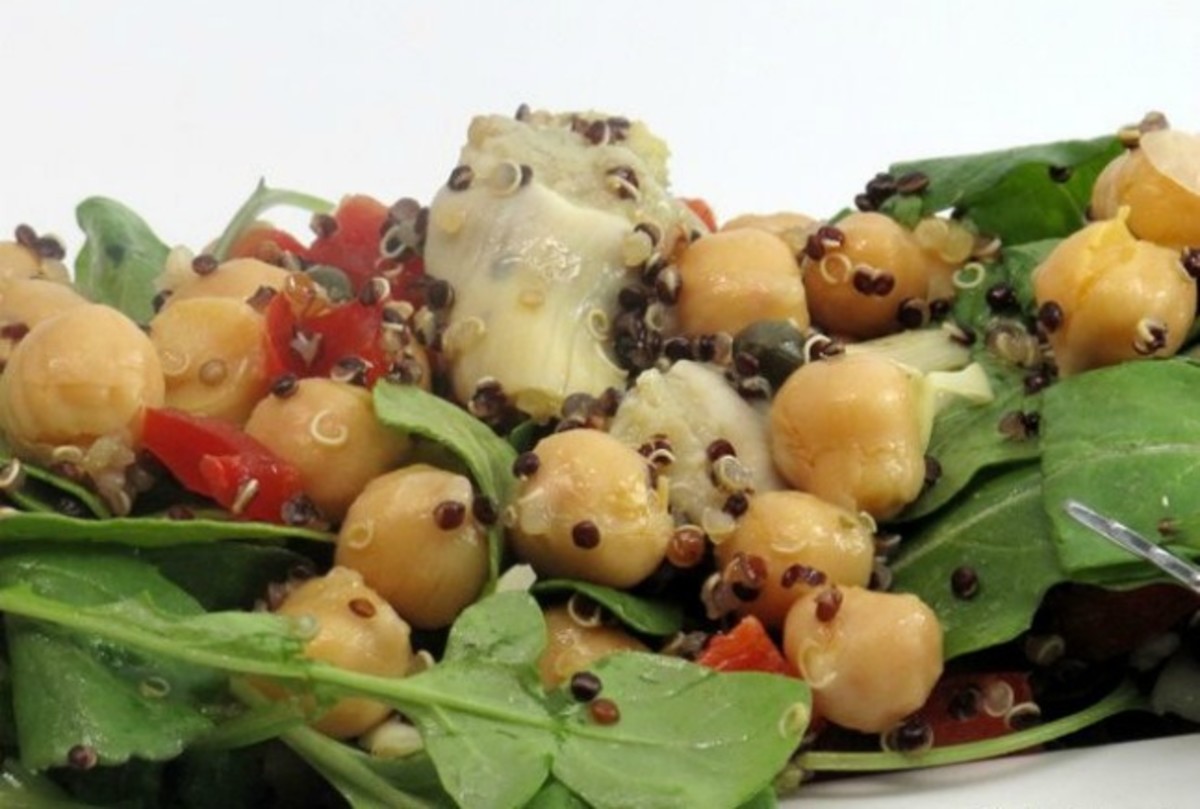 Firecracker Quinoa Salad with Chickpeas and Artichoke Hearts
