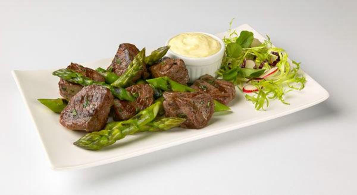 Grilled California Asparagus and Lamb with Mustard Aioli