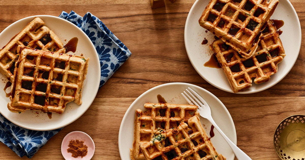 Kale Ricotta Waffles/Pancakes - Jamie Geller