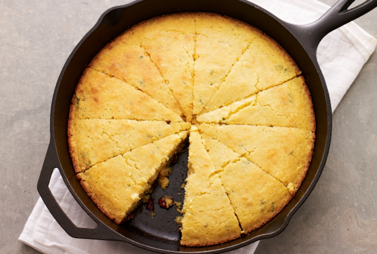 Skillet Cornbread with Dried Cranberries and Sage