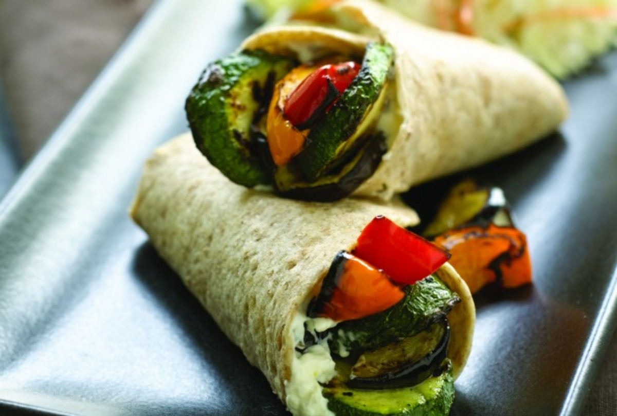 Grilled Vegetable Wraps with Creamy Coleslaw