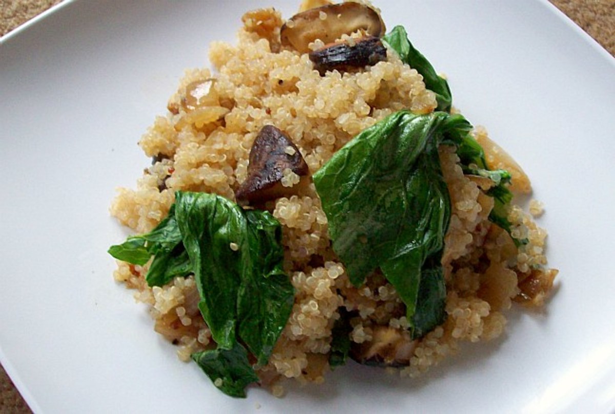 spinach and portobello quinoa