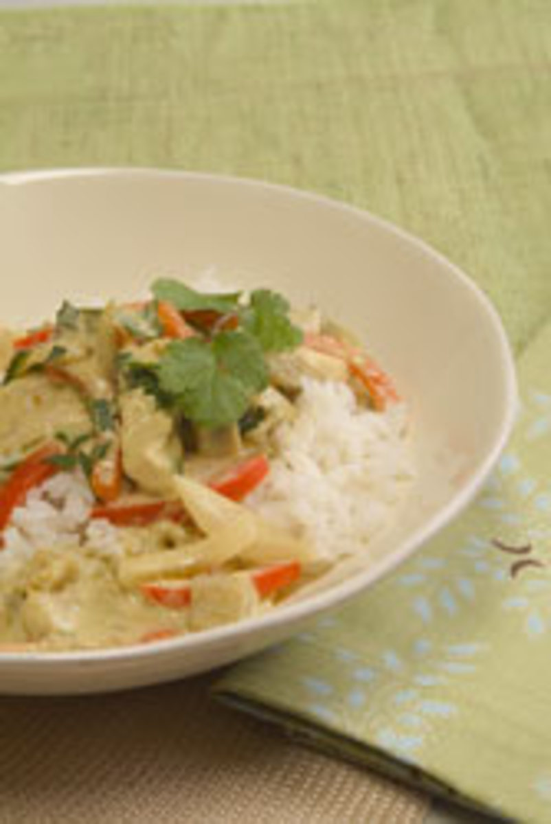 Green Curry Chicken and Vegetable Rice