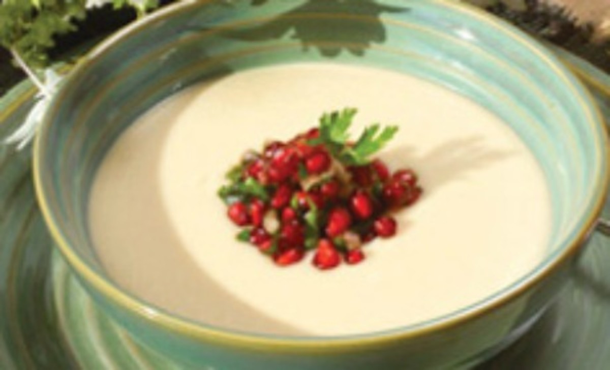 White Bean Soup with Pomegranate Salsa