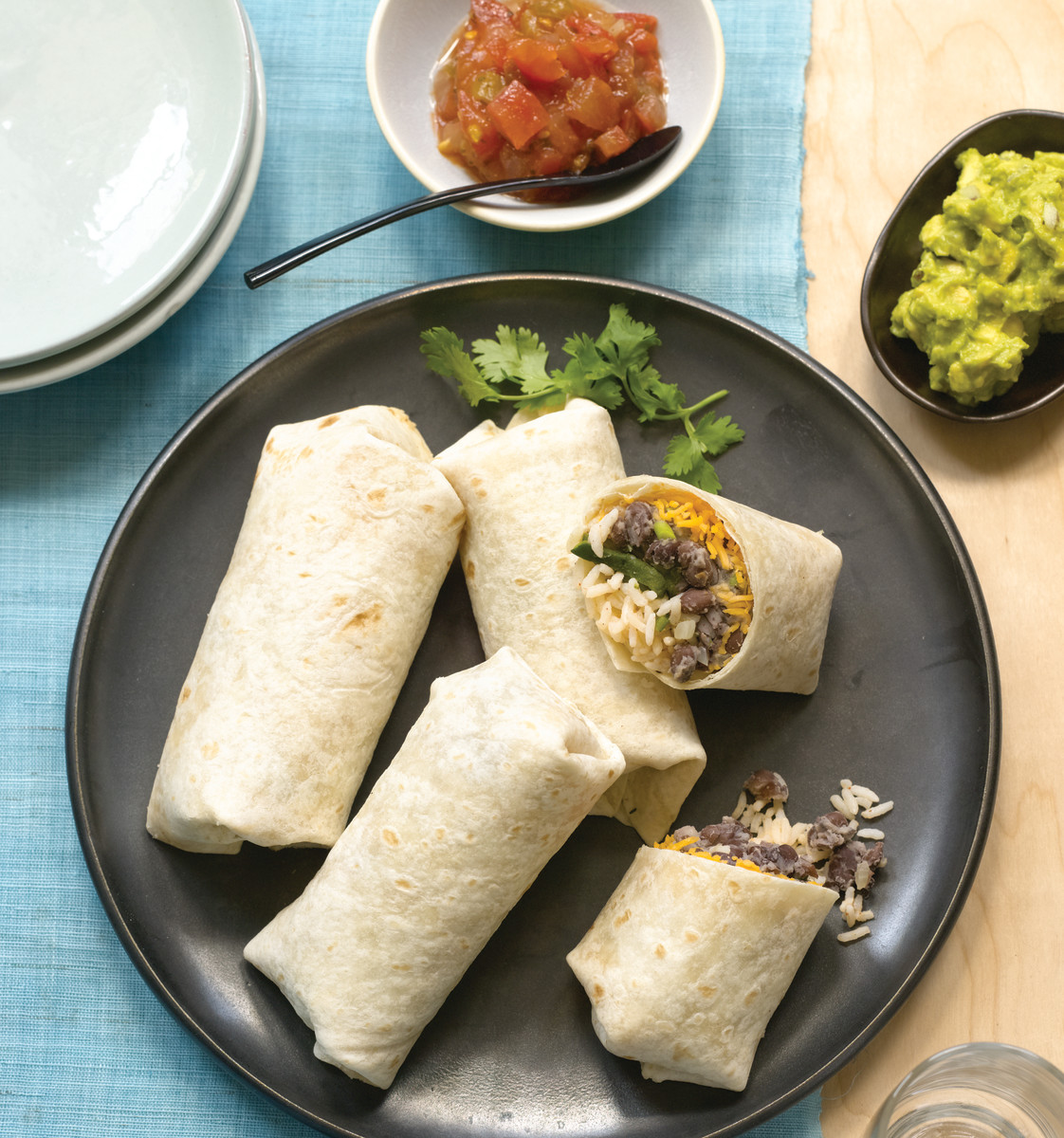 Black Bean Burritos with Ancho Chile Rice