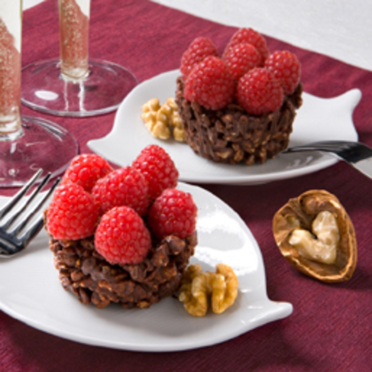 Walnut Raspberry Chocolate Tartlets