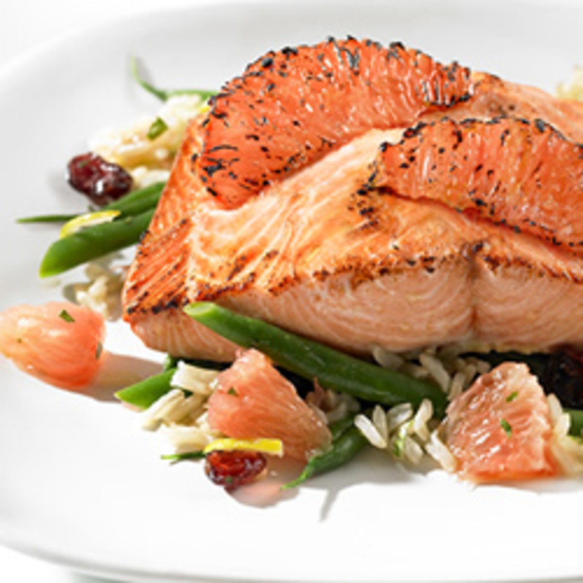 Sugar-crusted Salmon with Florida Grapefruit and French Green Bean Salad