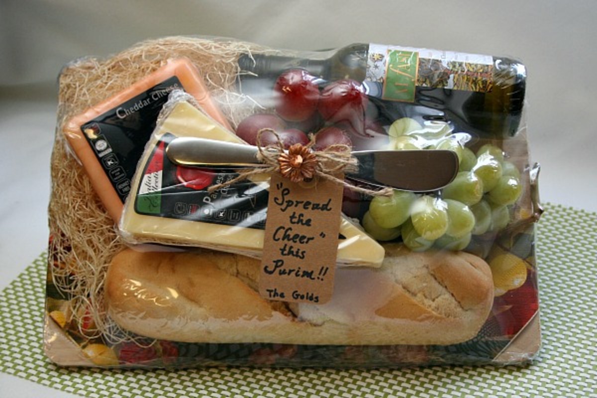 wrapped purim cheese basket