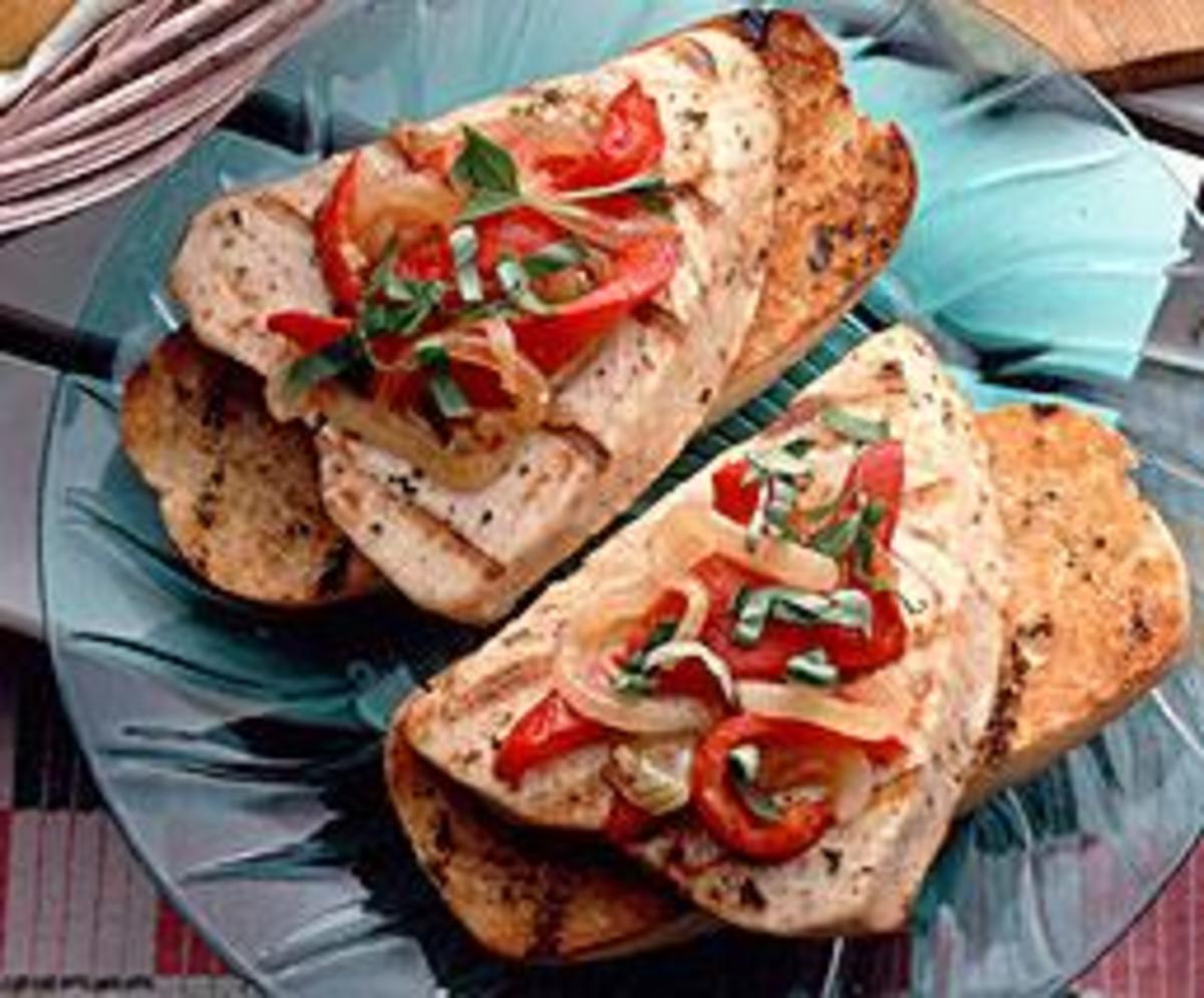 Grilled Albacore Sandwich With Red Peppers
