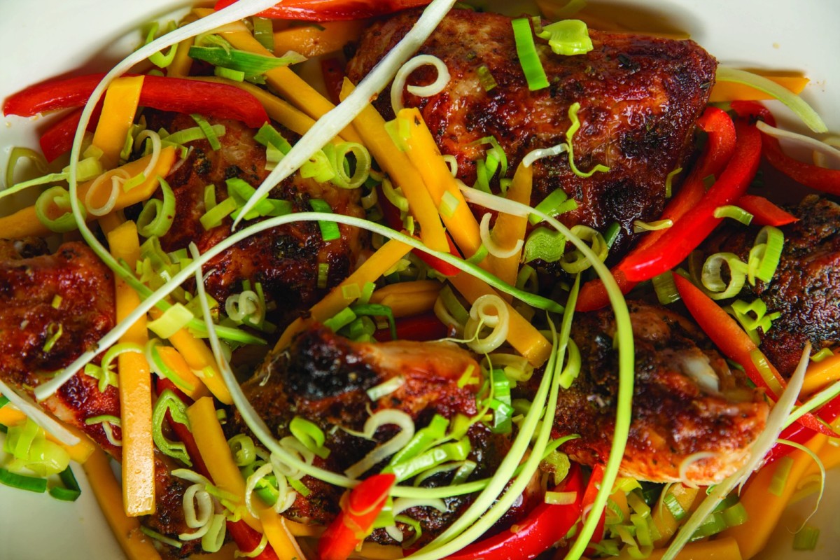 Mango Chicken with Leeks and Red Peppers