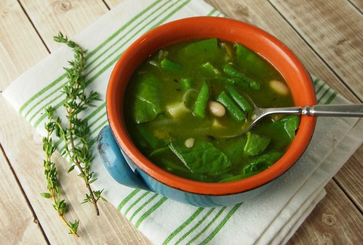Green Vegetable Soup with Lemon Pesto