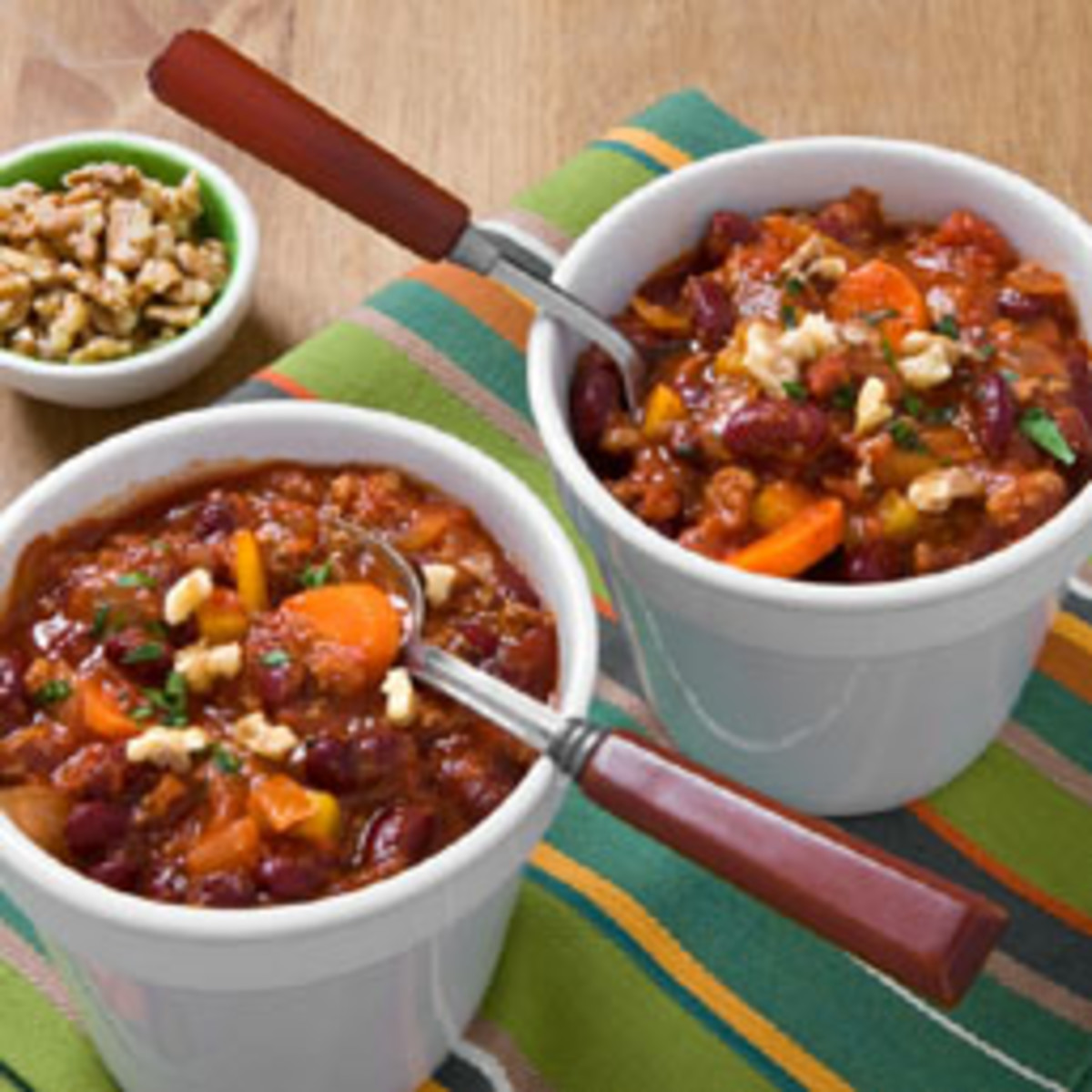 Brilliant Chili Topped with Walnuts