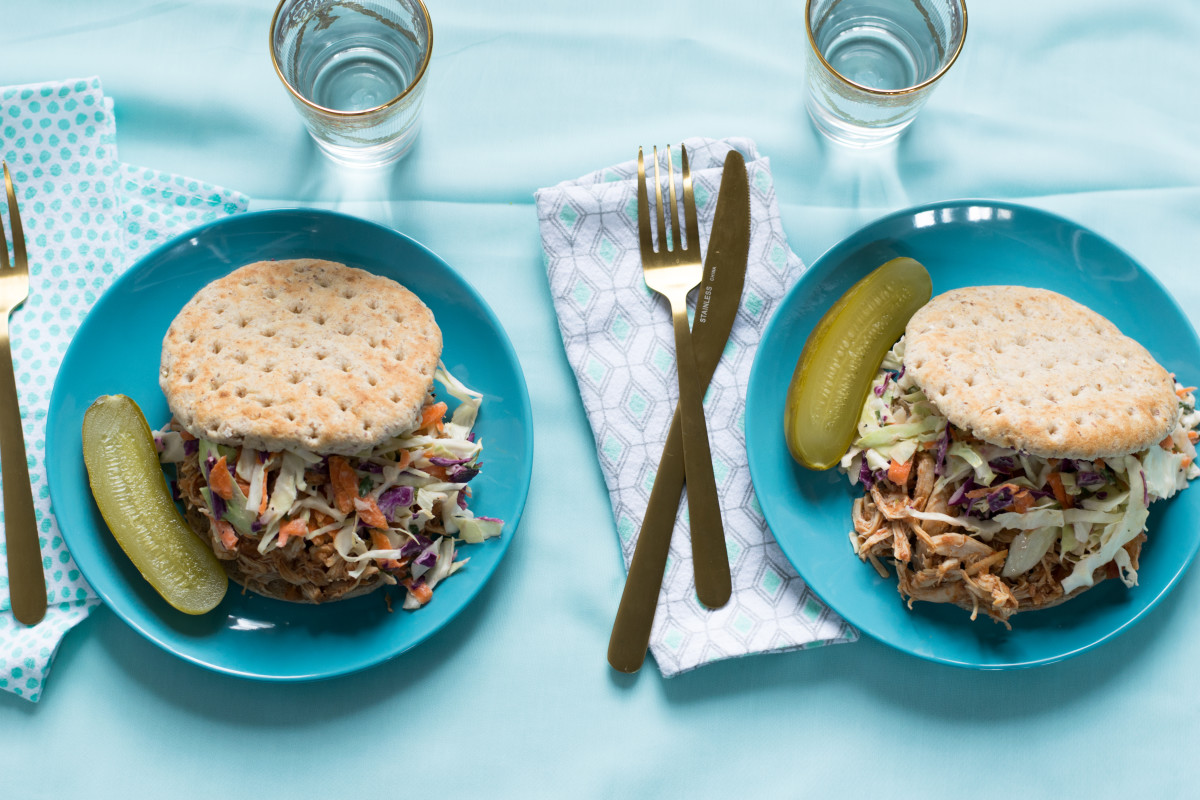 slow cooker BBQ Pulled Chicken with Coconut Slaw