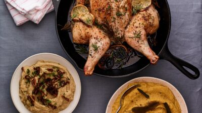 Shabbat in an hour menu with rosemary chicken