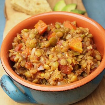 3 lentil vegetarian chili
