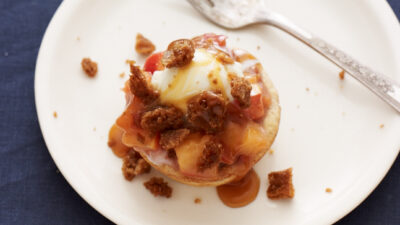 65- Caramel Peach Pie Bites- A La Mode with crunch