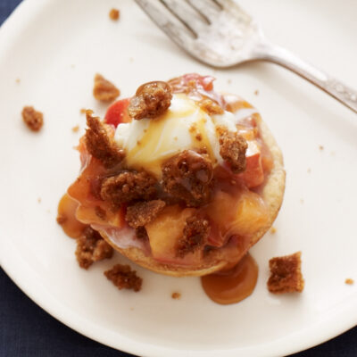 65- Caramel Peach Pie Bites- A La Mode with crunch