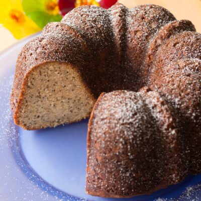 almond poppy seed bundt cake