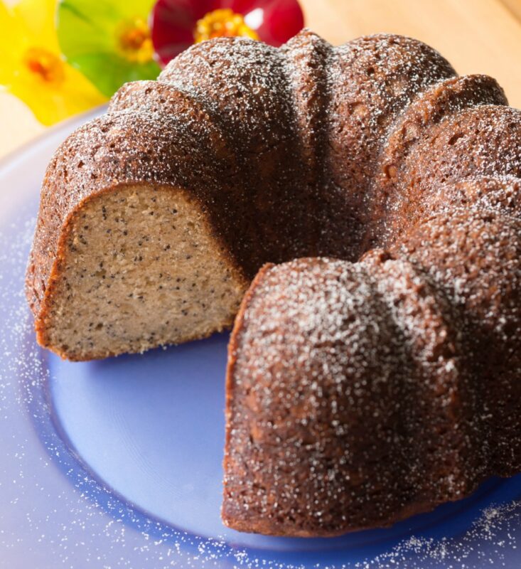 almond poppy seed bundt cake