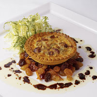 Asiago-Goat Cheese Tartlet with Golden Raisins and Cranberries