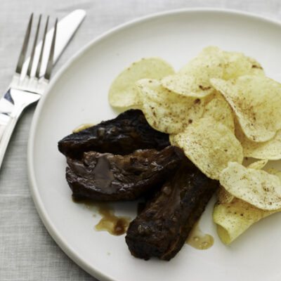 Asian BBQ Beef Ribs with Seasoned Chips