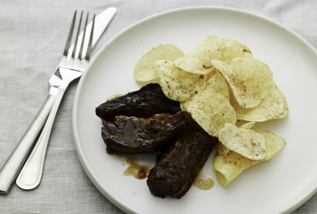 Asian BBQ Beef Ribs with Seasoned Chips