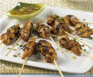 Asian Chicken Skewers with Hot and Sour Mango Dip