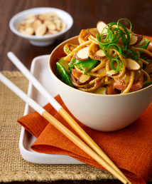 Asian Noodle Bowl with Spicy Almond Sauce