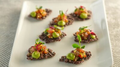 Asian Tuna Tartare On Crispy Rice Crackers