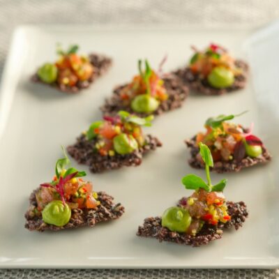 Asian Tuna Tartare On Crispy Rice Crackers