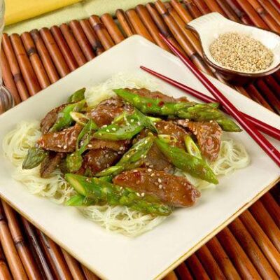 Asparagus and Lamb Stri Fry